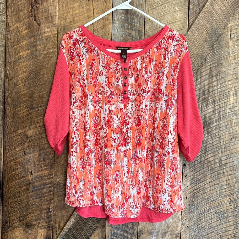 Bit and bridle multicolored blouse 100% rayon fabric in front size XL